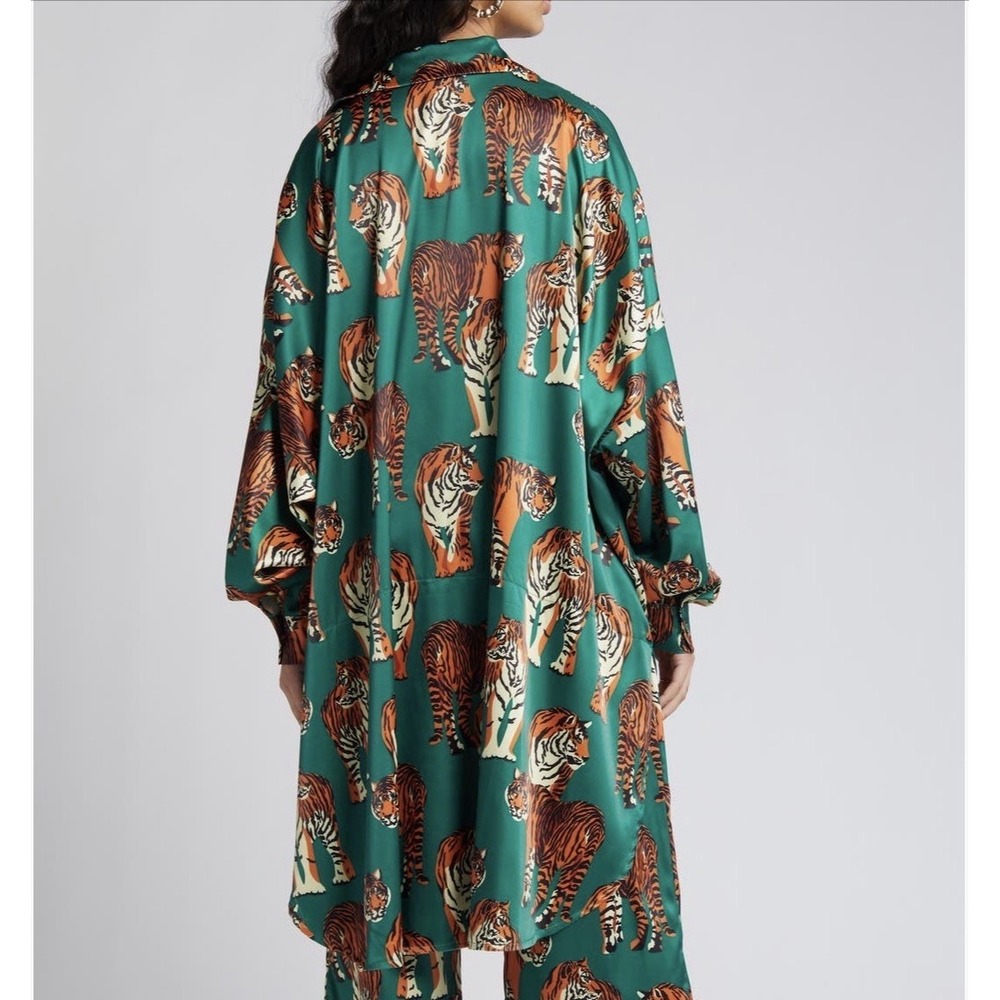Dressed in lala tiger print royal satin Top Only Size L/XL